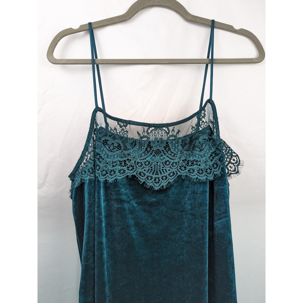 Fairy Grunge Velvet Lace Mini Dress Size M Teal Green Whimsigoth Ethereal Witchy - Picture 3 of 8